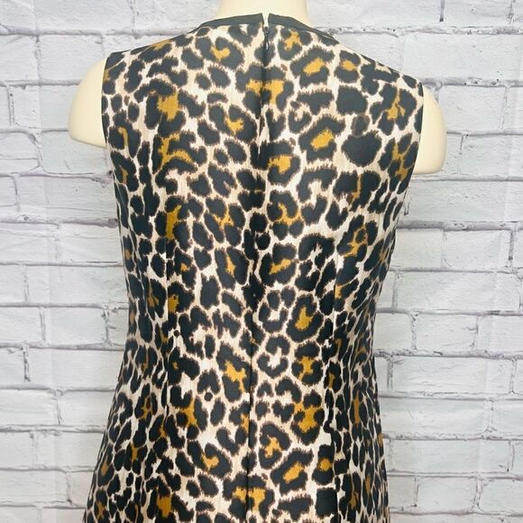 J. Crew Womens Multicolor Lined Sleeveless Leopard Print Shift Dress Size 4 - Picture 4 of 8